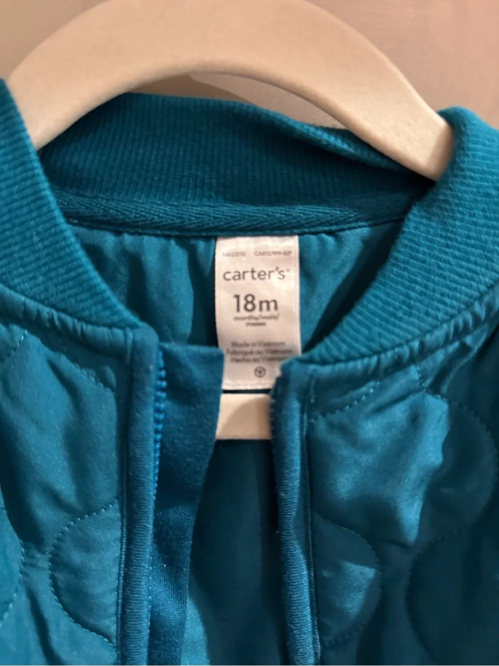 Carter's Teal Quilted Zip-Up Baby One-Piece